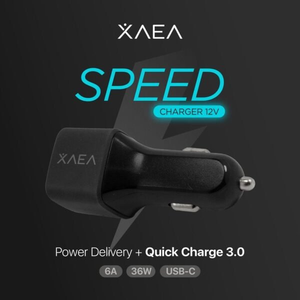 Cargador de Auto para Celular " XAEA SPEED (SIN KBLE) " (Activa Carga Ultra Rápida 6.0A 36W) 12 V