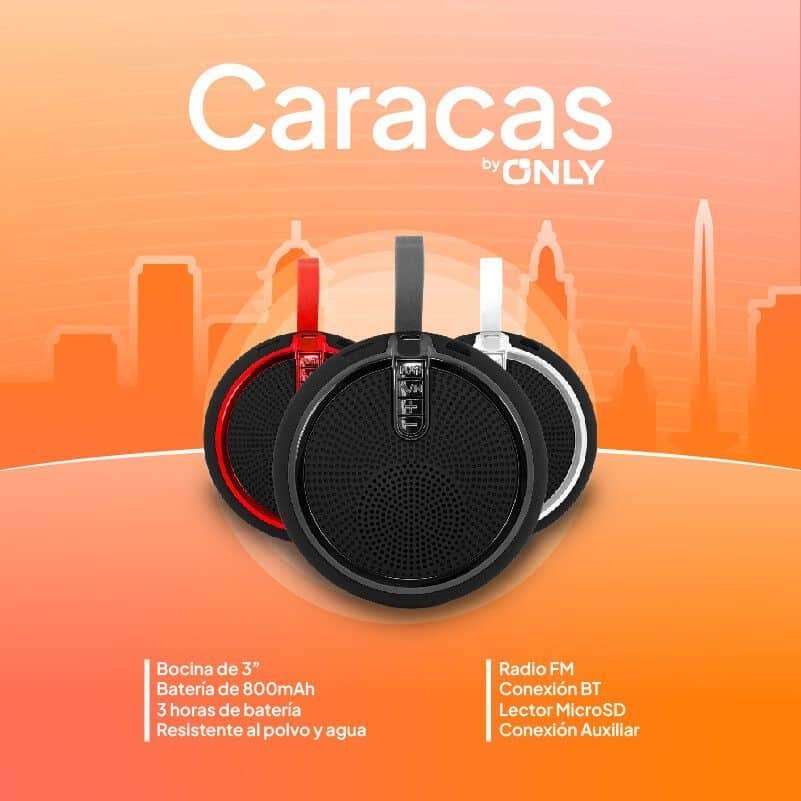 Parlante "CARACAS ONLY ROJO" Batería Bluetooth Inalámbrico