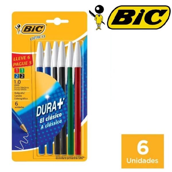 Lapiceras Bic OPACO x 6 Trazo Grueso