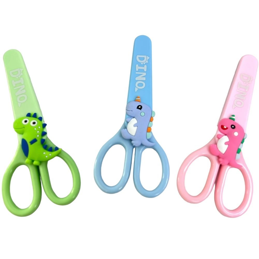 TIJERAS "DINO" ESCOLAR CON FUNDA PROTECTORA 13 CM