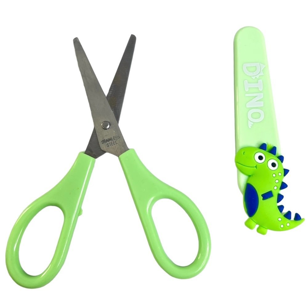TIJERAS "DINO" ESCOLAR CON FUNDA PROTECTORA 13 CM