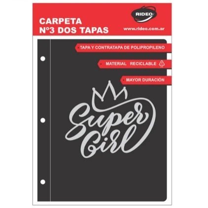 Tapa de Carpeta Escolar N3 " SUPER GIRL " (Polipropileno)