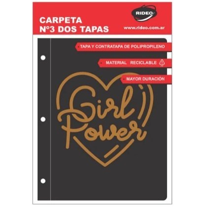 Tapa de Carpeta Escolar N3 " GIRL POWER " (Polipropileno)