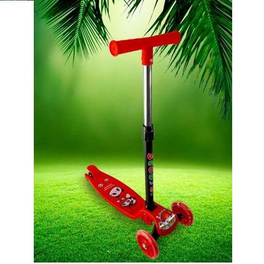 Monopatin Plegable - Scooter Rojo - 3 Ruedas c/ Luz