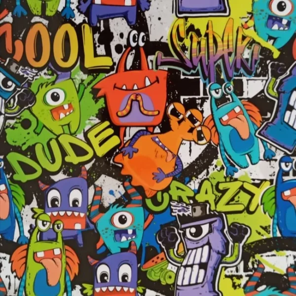 Contact en rollo - MONSTERS - de 45 cm de Ancho 1 Metro Premium (90 micrones)