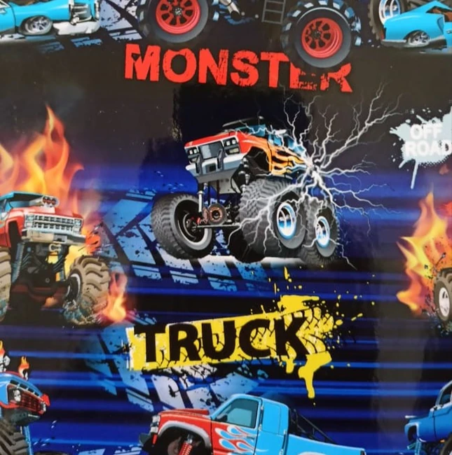 Contact en rollo - MONSTER TRUCKS - de 45 cm de Ancho 1 Metro Premium (90 micrones)