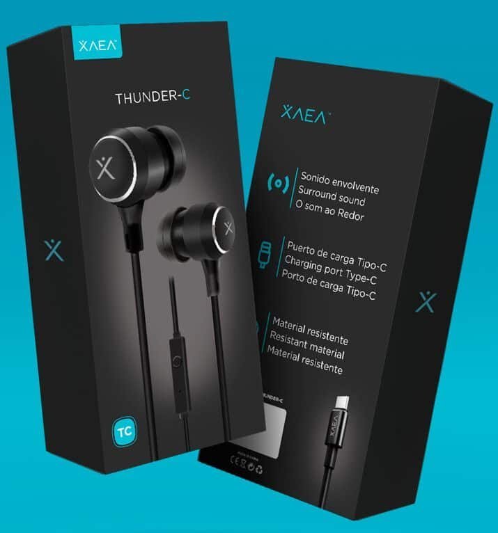 Auriculares Metálicos ** XAEA THUNDER TIPO C ** c/ Micrófono MOD 045 (Trenzado) - EXCELENTE Calidad de sonido -