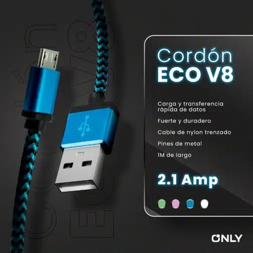 CABLE ONLY V8 ECO 1.5A CORDON VERDE