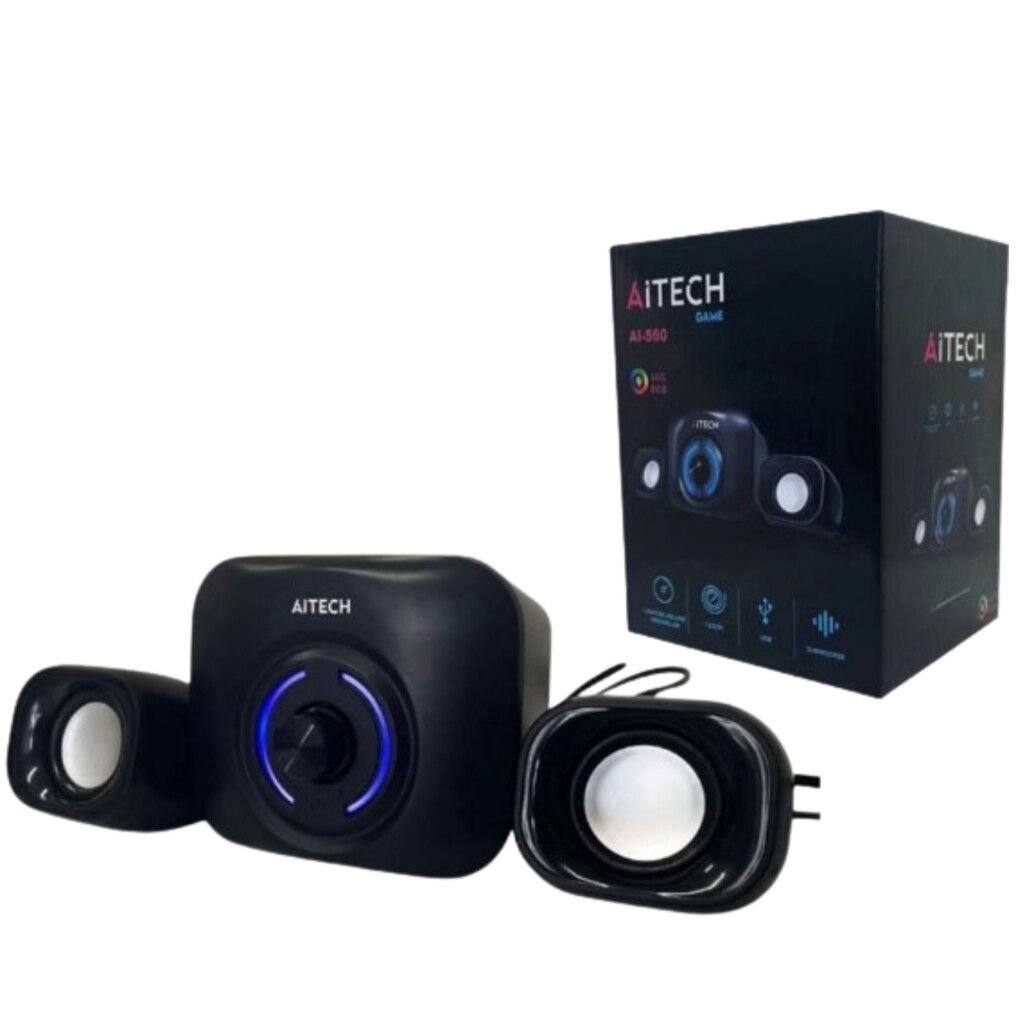 Parlantes USB " AITECH GAME 2.1 SUBWOOFER " para PC 500w + 300w