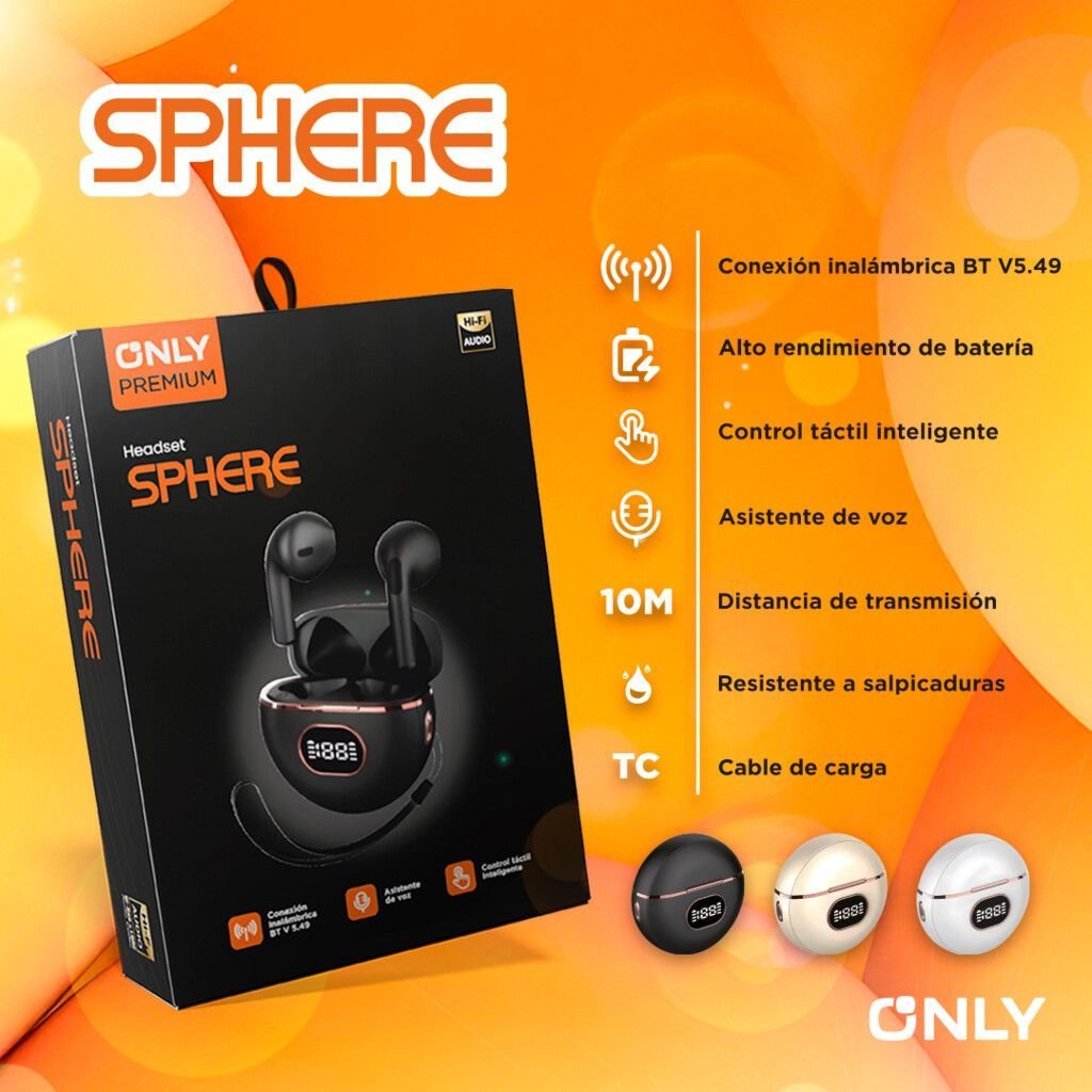 Auriculares ONLY * SPHERE NEGRO * PREMIUM Inalámbricos Bluetooth