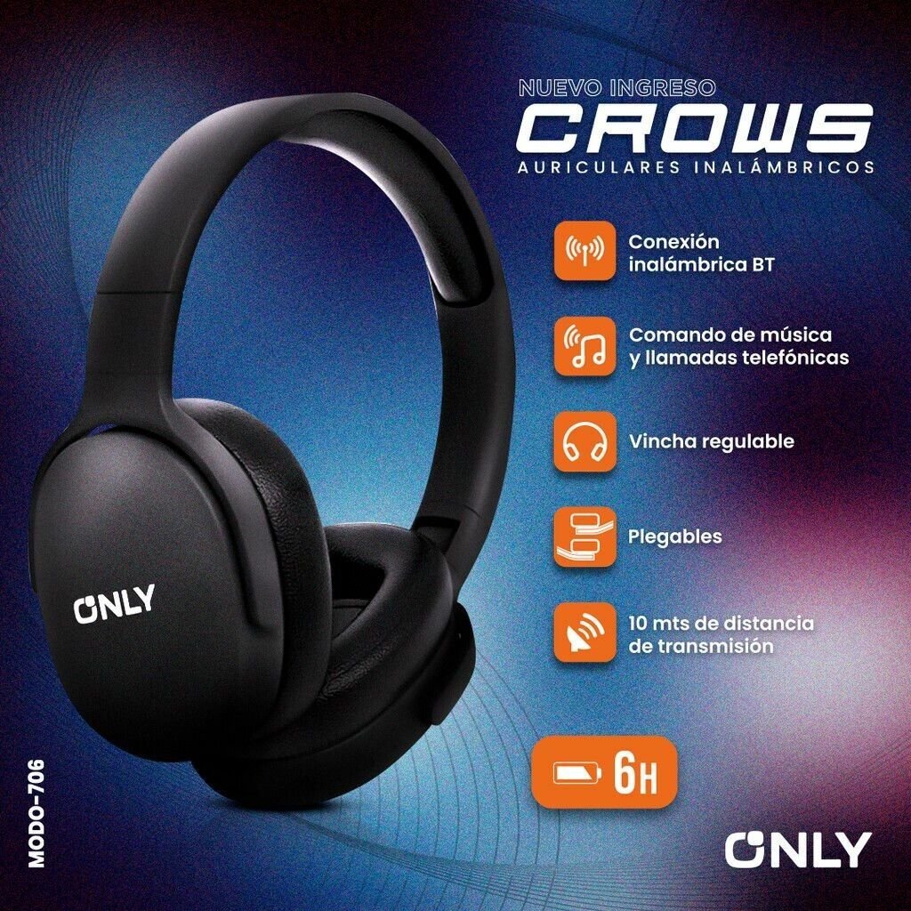 Auriculares Inalámbricos * ONLY CROWS Negro * Bluetooth