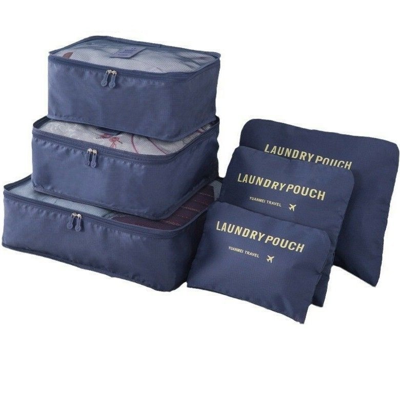 Sets Organizadores de Valijas x 6 unidades AZUL OSCURO (Ideal para viajeros)