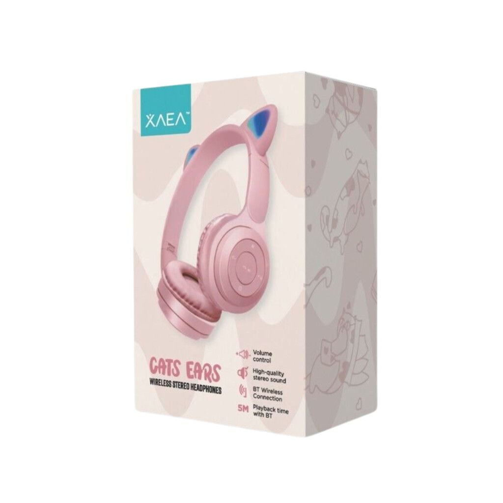 Auriculares Inalámbricos XAEA * GATITO ROSA * Con Luz Bluetooth