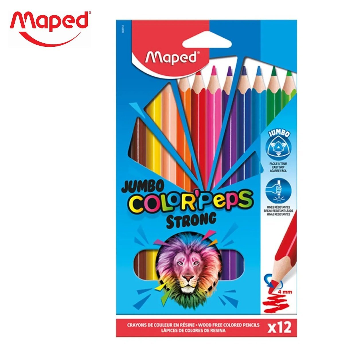 Lapices MAPED * JUMBO * STRONG x 12 Largos (GRUESOS)