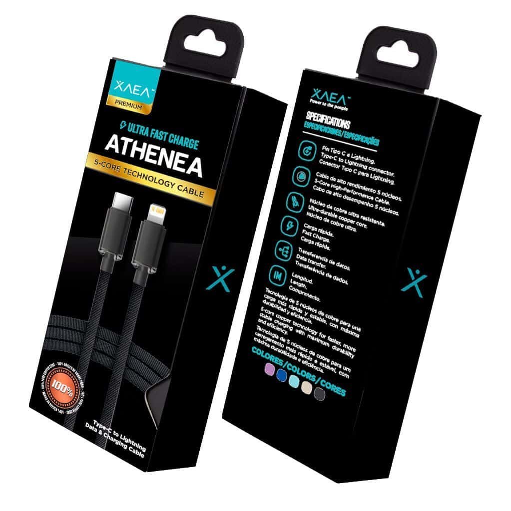 Cable XAEA ATHENEA Tipo " C " a Lightning Carga Ultra Rapida Reforzado Iphone