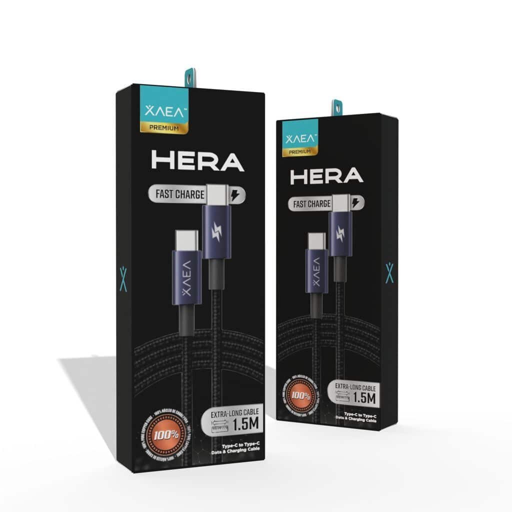 Cable XAEA HERA Tipo " C " a Tipo " C " Carga Ultra Rapida Reforzado (1.5 Mts)
