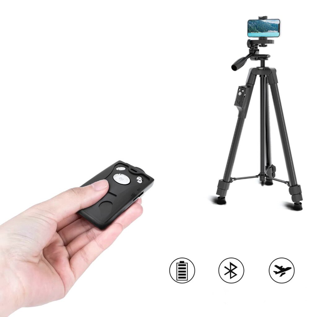 Tripode NEEPHO * 1.5 Metros Altura * REFORZADO Plegable (C/ Control Remoto y Funda) con Cabezal Movil