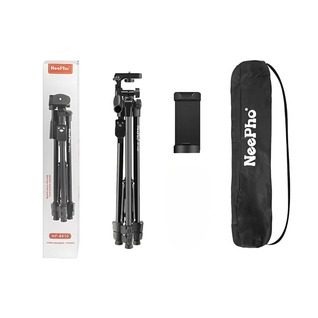 Tripode NEEPHO * 1.5 Metros Altura * REFORZADO Plegable (C/ Control Remoto y Funda) con Cabezal Movil
