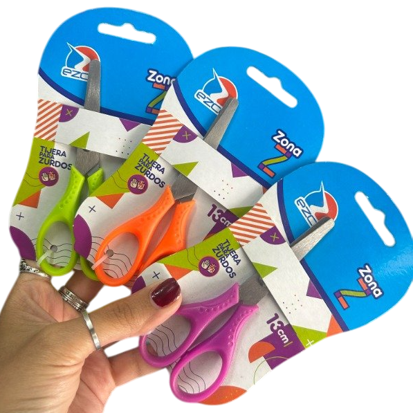 TIJERAS EZCO * P/ ZURDOS * 13 CM ESCOLAR