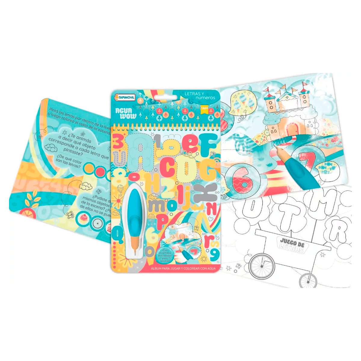 LIBRITOS PARA COLOREAR "NUMEROS Y COLORES" CON PINCEL DE AGUA MAGICO RECARGABLE