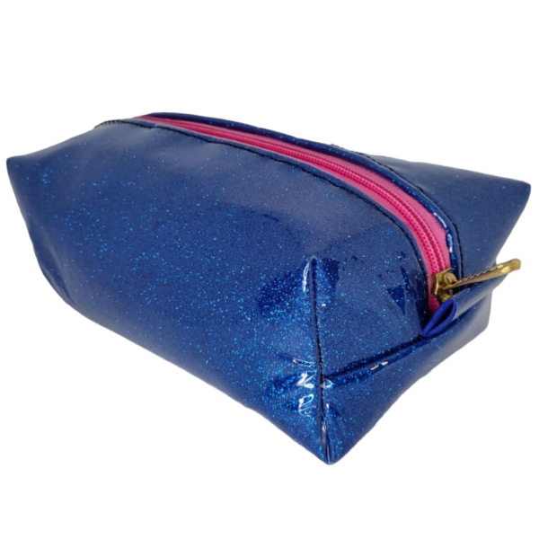 CARTUCHERA GIGANTE "AZUL C/ BRILLO" DOBLE FORRO (REFORZADA)