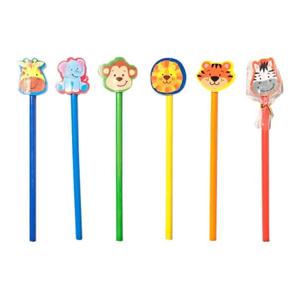 Lapiz Negro "Animales" Grafito c/ Borrador Fantasia