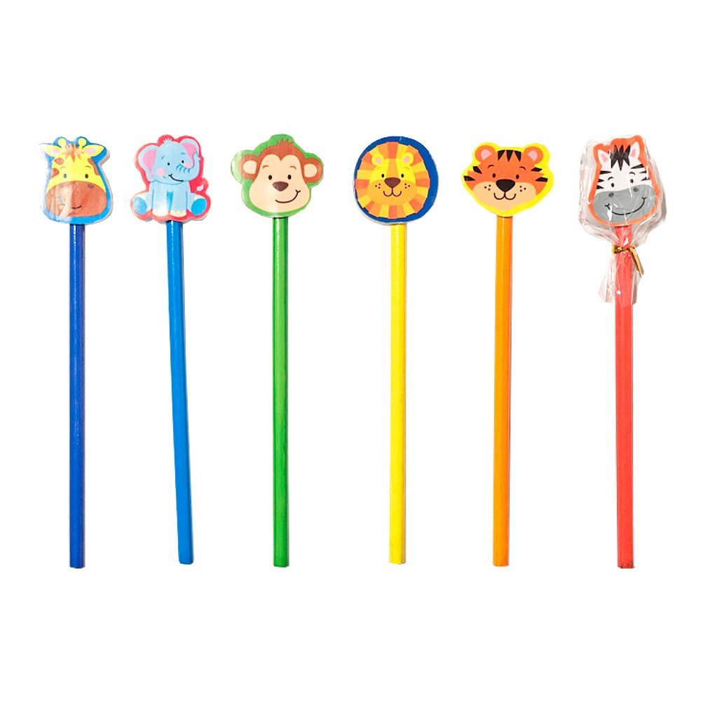 Lapiz Negro "Animales" Grafito c/ Borrador Fantasia