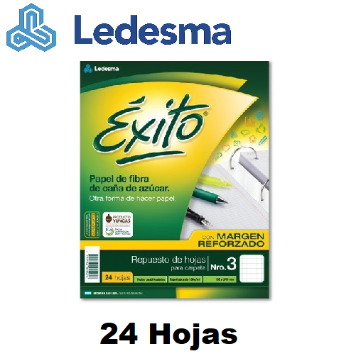 Repuesto Escolar Exito x .24 hojas C/ MARGEN REFORZADO