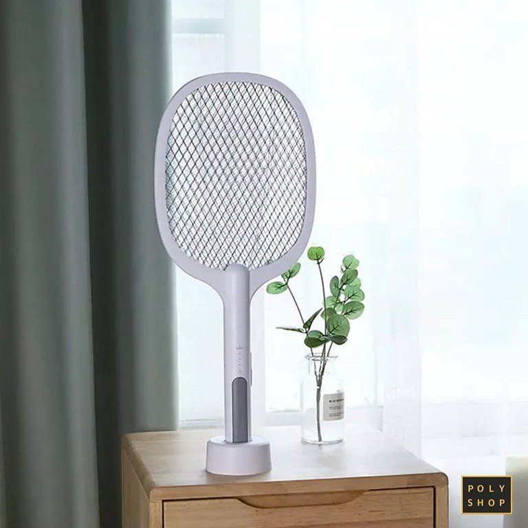 Raqueta Mata Mosquitos / Moscas * Con Base * Recargable (Con Luz Ultra Violeta) UV -AUTOMATICO-