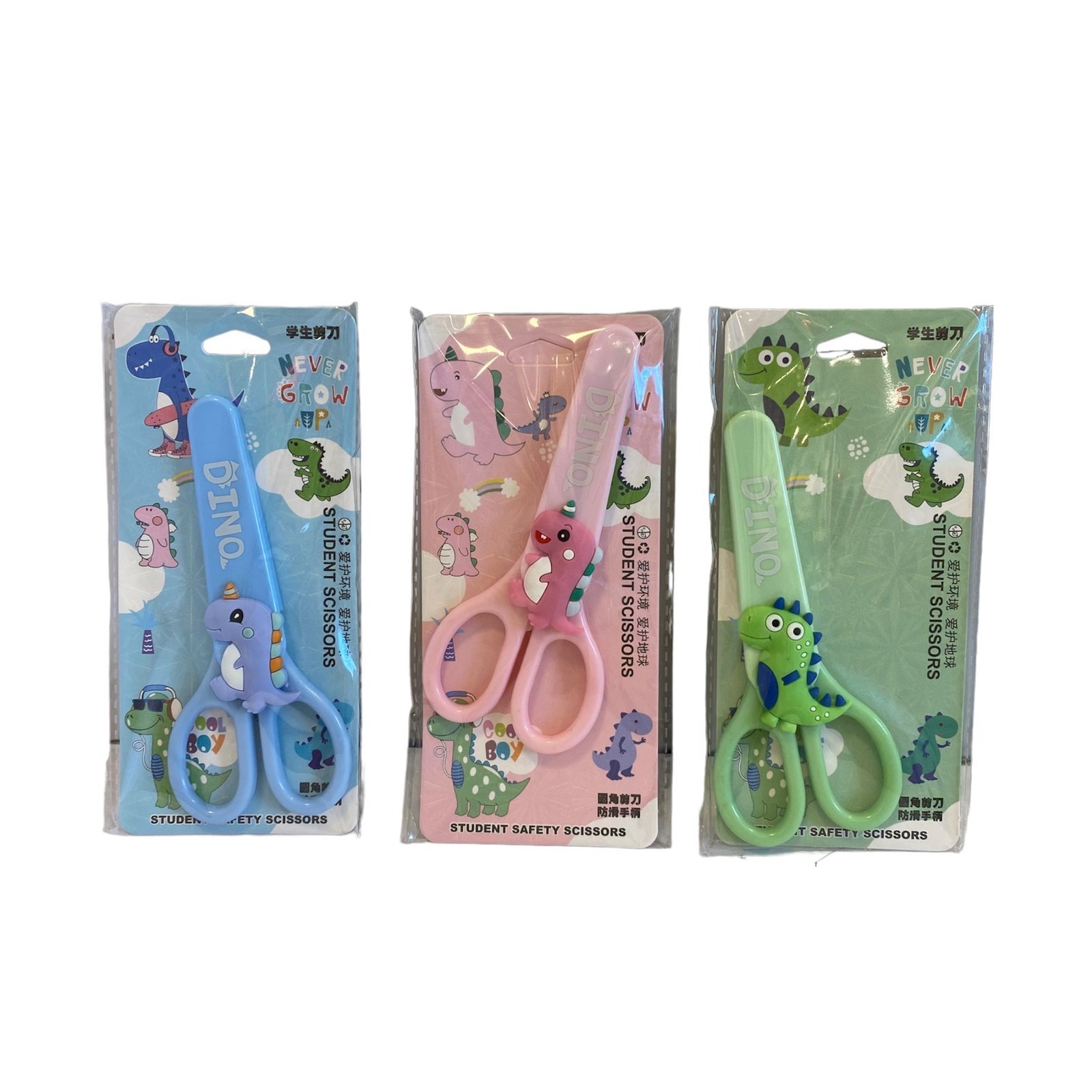 TIJERAS "DINO" ESCOLAR CON FUNDA PROTECTORA 13 CM