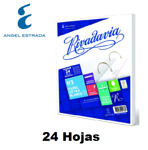 Repuesto Escolar Rivadavia x .24 hojas C/ MARGEN REFORZADO