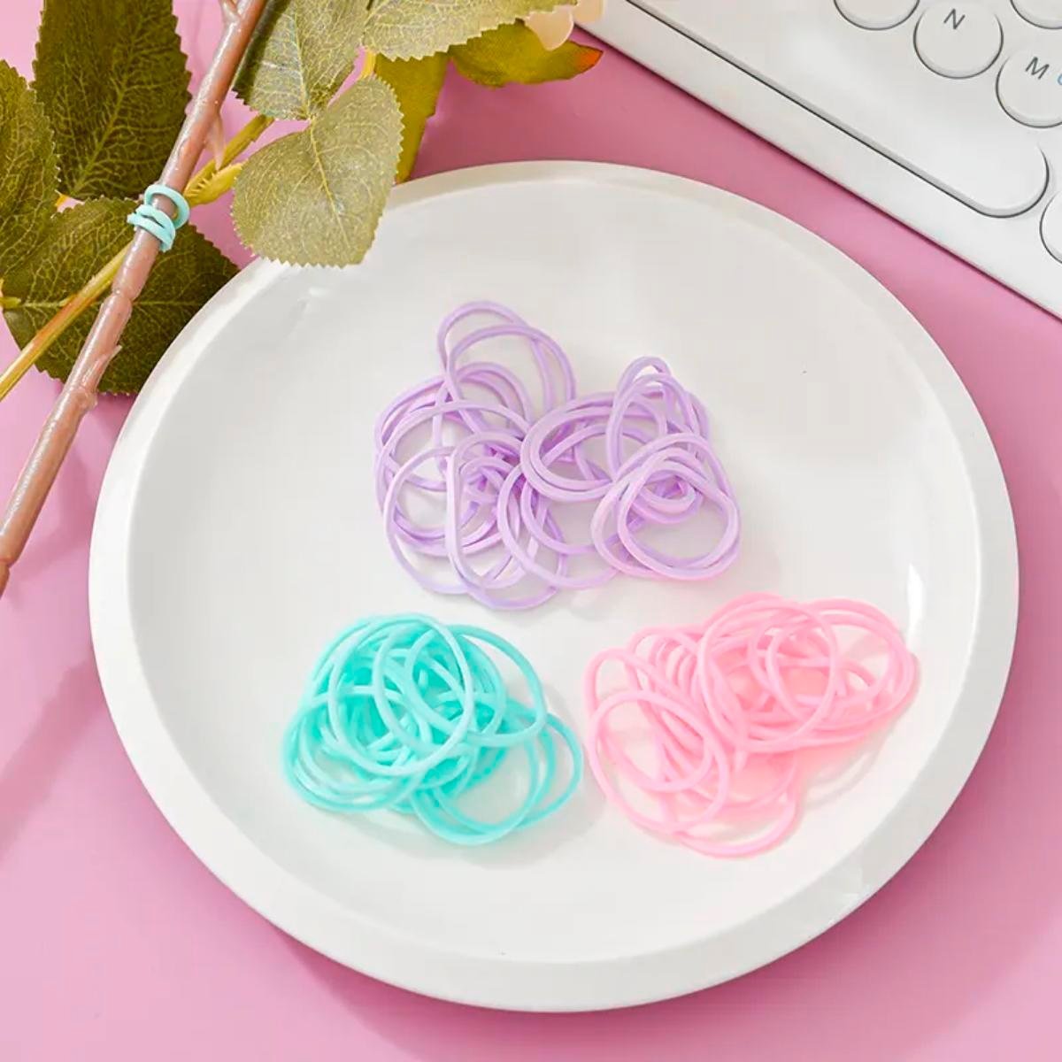 SET DE OFICINA * MIAX PASTEL * CLIPS + BANDAS ELASTICAS + CHINCHES