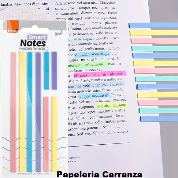 NOTAS BRW ** RESALTA PASTEL ** AUTOADHESIVAS (TRANSPARENTES - RESALTADOR)