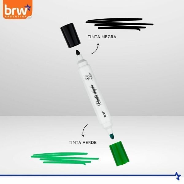 Marcador para Pizarra ** Negro y Verde (Dos en Uno) ** Dupla BRW
