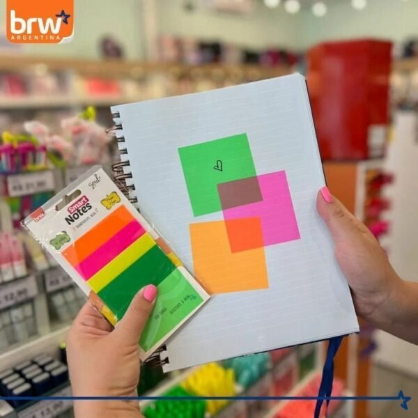 Notas Adhesivas BRW "NEÓN TRANSPARENTES" 75 x 75 - 4 COLORES - (TRANSPARENTES - RESALTADOR)