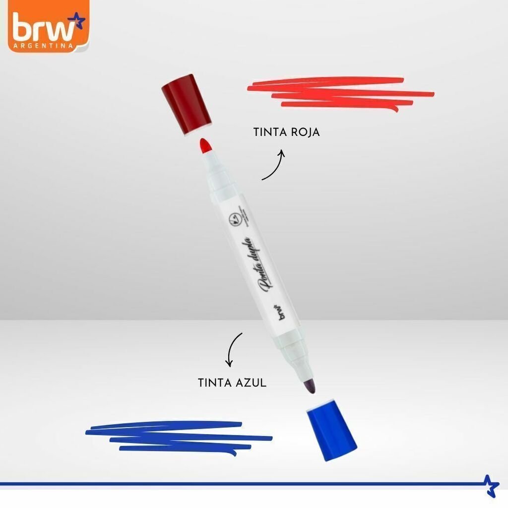 Marcador para Pizarra ** Azul y Rojo (Dos en Uno) ** Dupla BRW