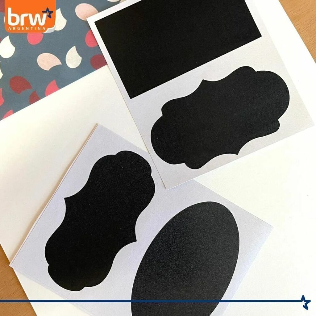 Notas Adhesivas BRW * PARA FRASCOS * NEGRAS X 6 UNIDADES