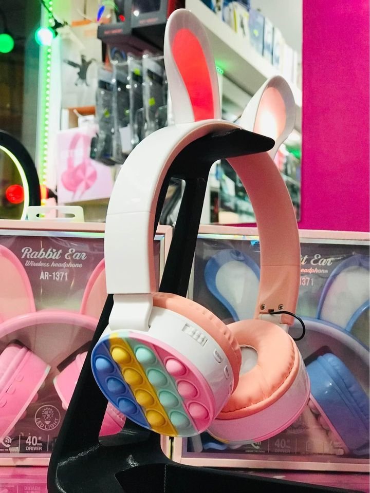 Auriculares Inalámbricos * CONEJITO POP IT * Con Luz Bluetooth (Premium)