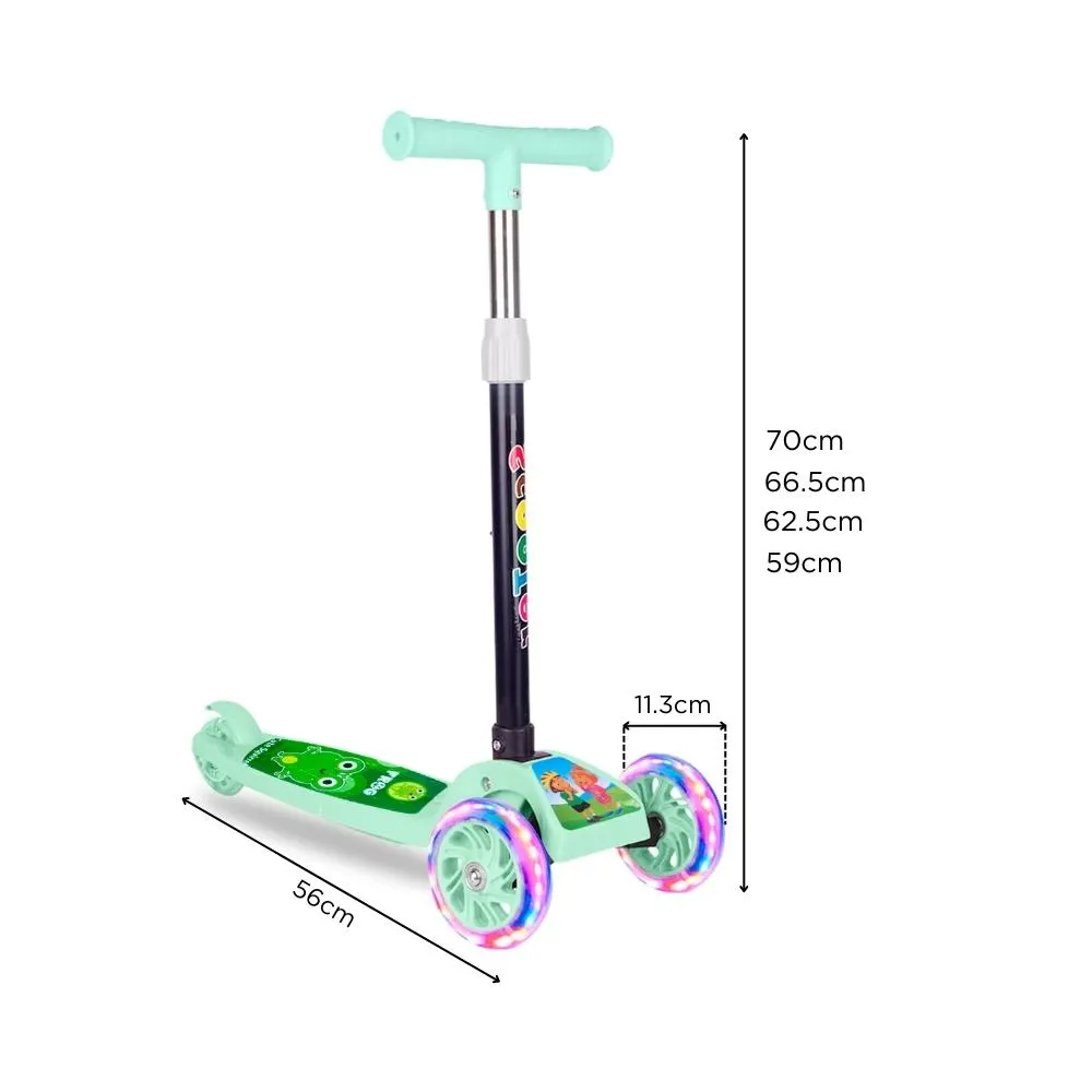 Monopatin Plegable - Scooter Verde - 3 Ruedas c/ Luz