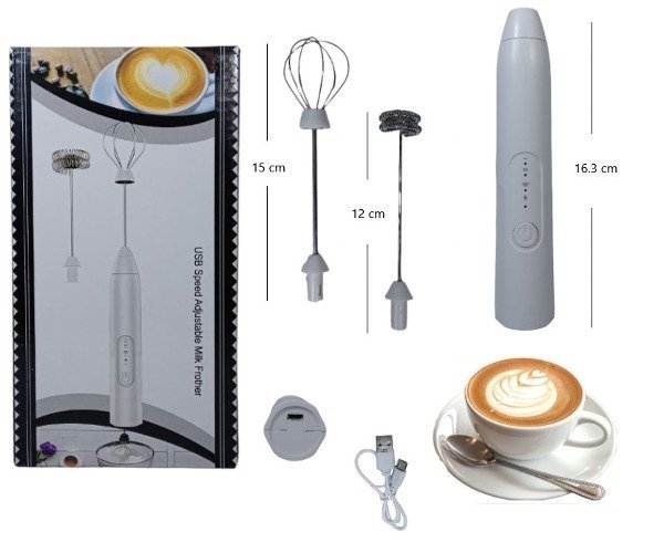 Batidor Café Leche Crema Espumador Huevos Cocina - Eléctrico Recargable 2 EN 1