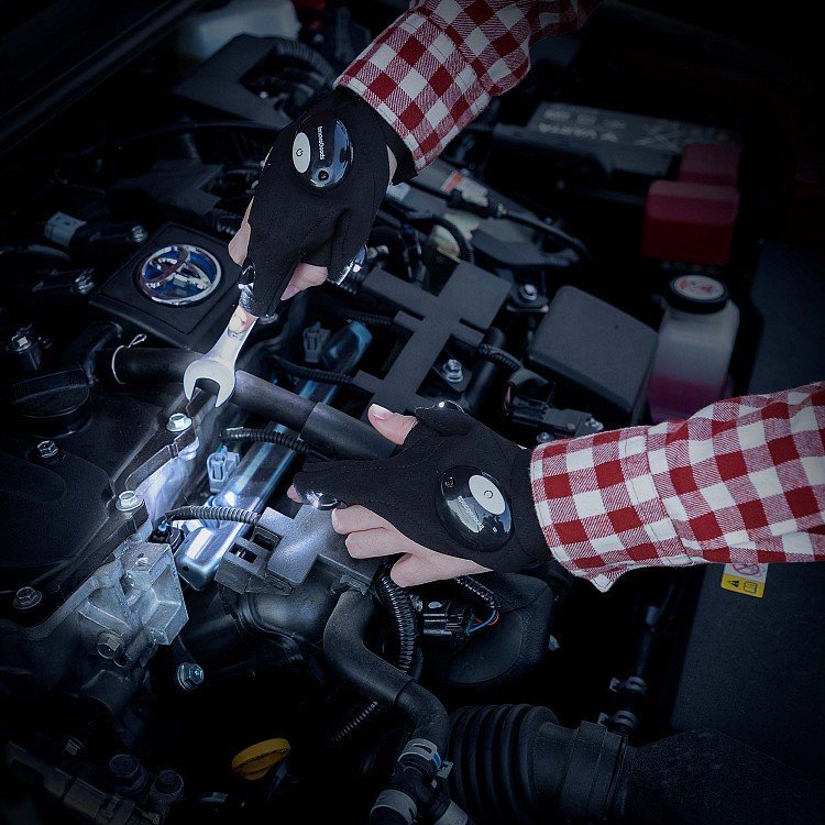 Guantes Luz Led Linterna x 2 Luz Blanca (De Trabajo - Pesca - Camping - Mecánica - Electricidad)