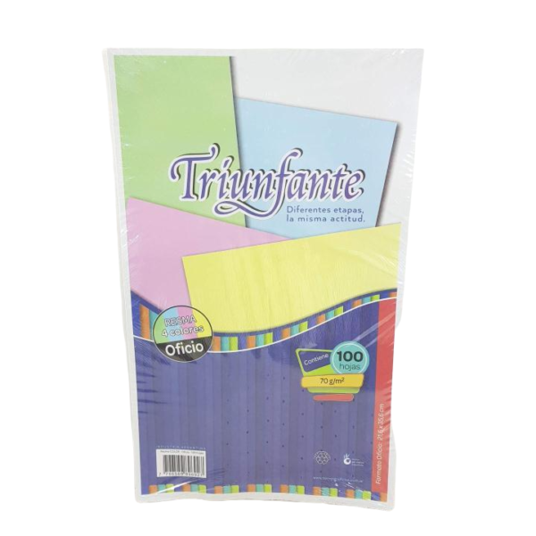 Resma de Papel MULTICOLOR " Triunfante / Luma " Oficio 75 Gr x 100 hojas (Hojas de Colores Surtidos) Rainbow