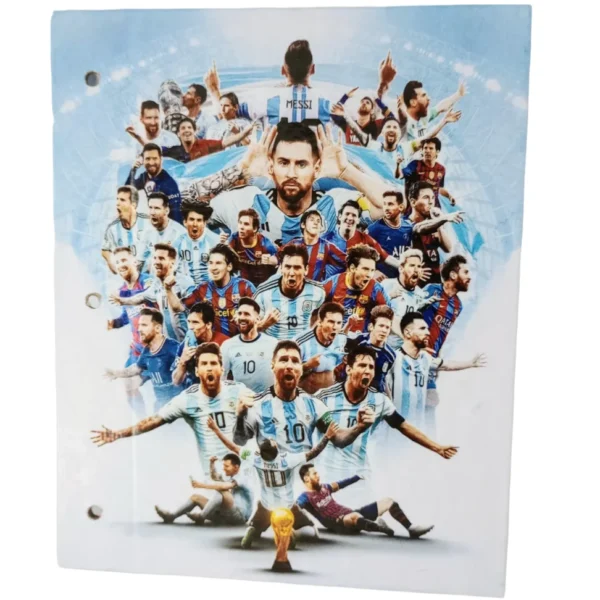 Tapa de Carpeta Escolar N3 " LIONEL MESSI " SELECCION ARGENTINA BARCELONA PSG