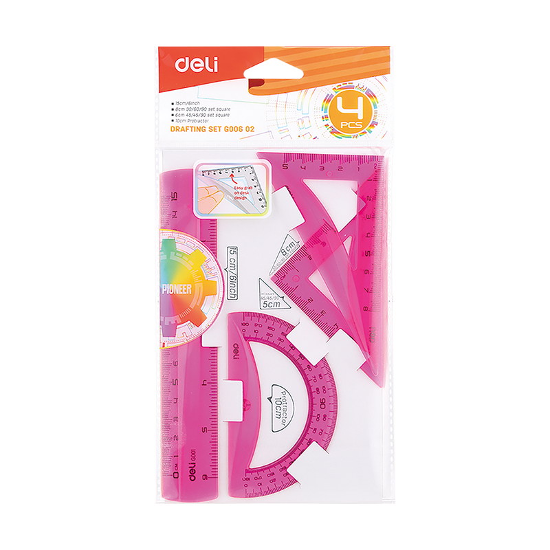 Set Geometria DELI *FLEXIBLE* 15 cm 4 piezas (Verde)