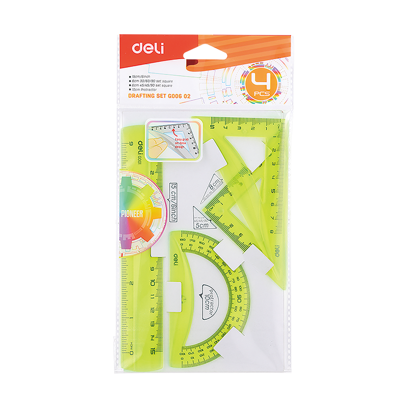 Set Geometria DELI *FLEXIBLE* 20 cm 4 piezas (Verde)