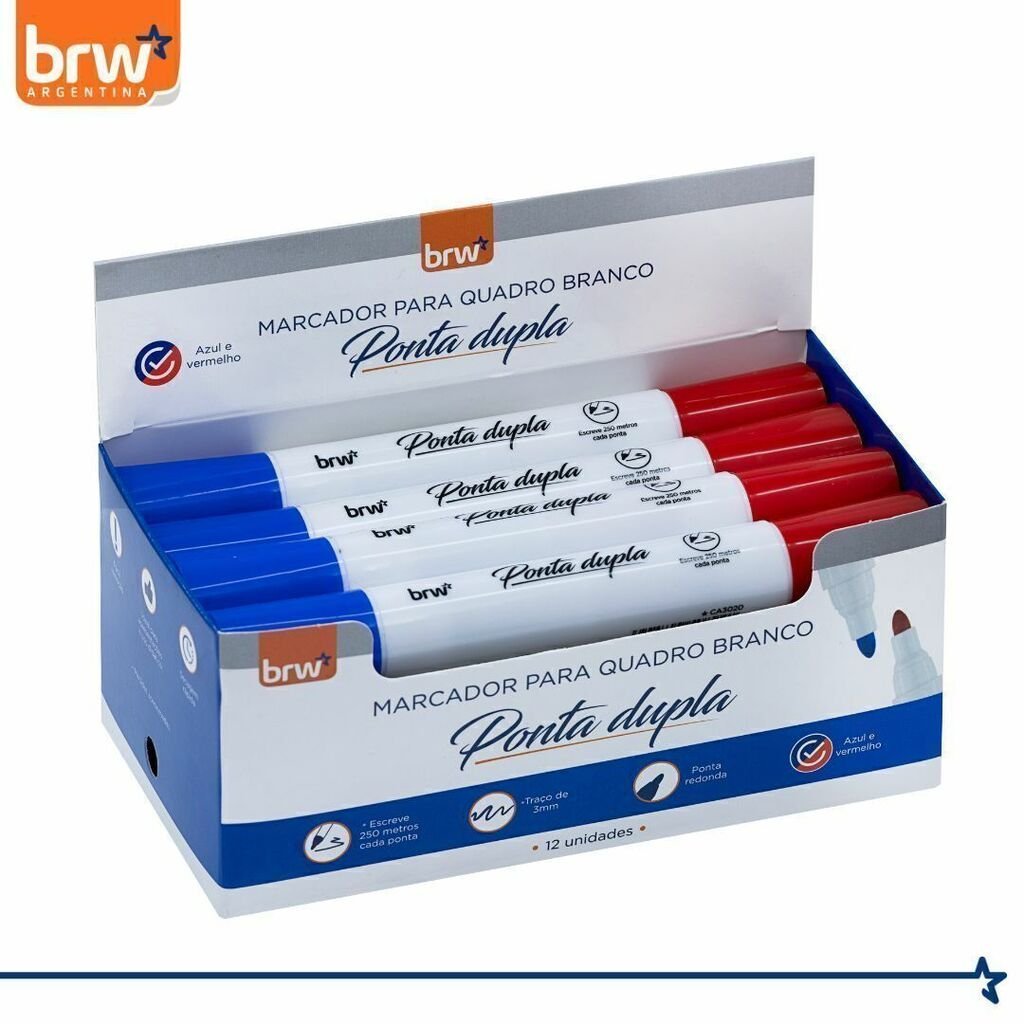 Marcador para Pizarra ** Azul y Rojo (Dos en Uno) ** Dupla BRW