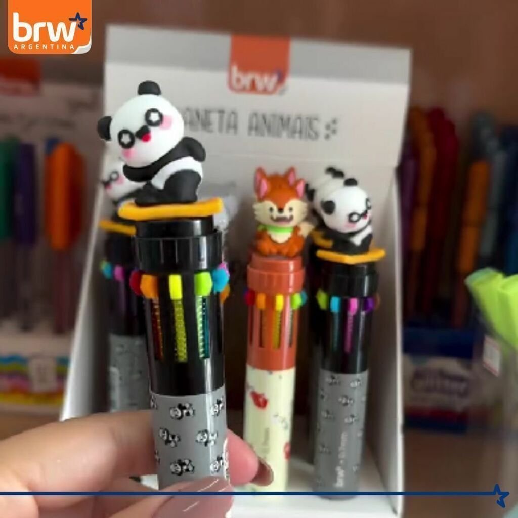 Lapiceras BRW "Osito Panda" Retractil x 10 Colores