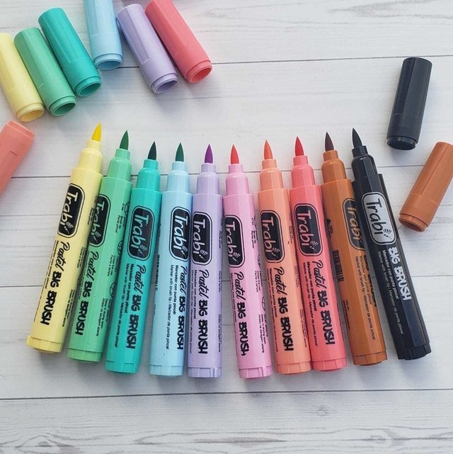 Marcadores BIG BRUSH // Pastel x 10 // Trabi Punta Pincel (GRUESOS)