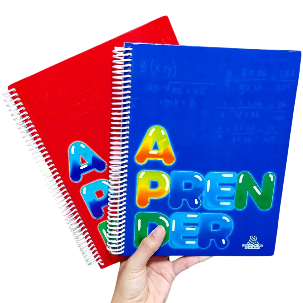 CUADERNOS C/ ESPIRAL 27 X 21 ” APRENDER ” A4 100 HOJAS (RAYADOS) Tapa ROJA