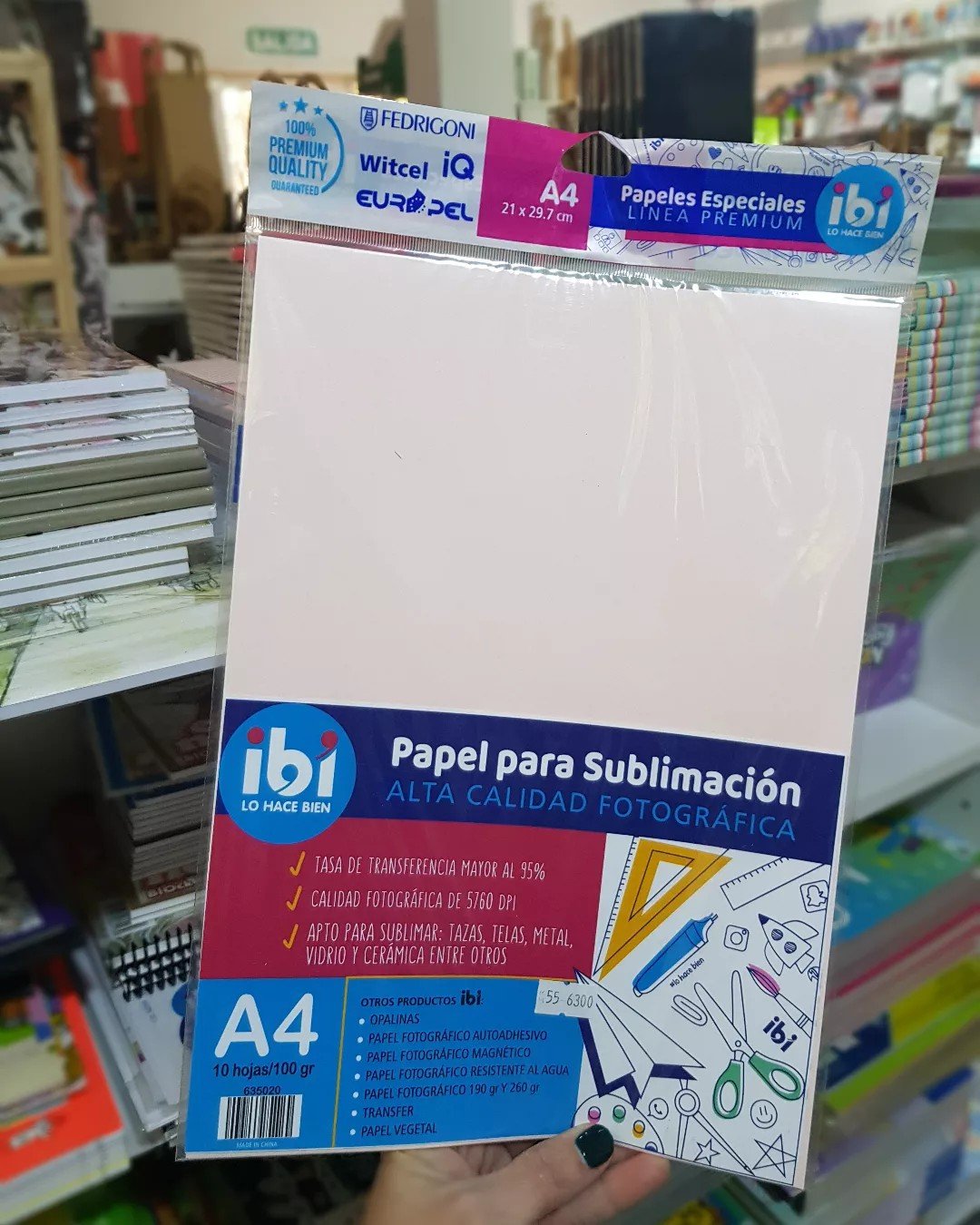 Resma de Papel Para Sublimar A4 100 Gr Ibi Craft (10 hojas) Alta Calidad Fotografica